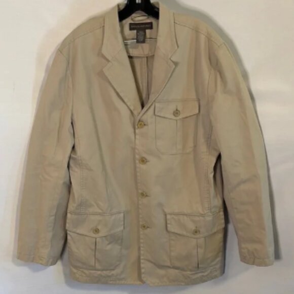 Banana Republic Twill Men's Beige Jacket Vintage 90s Size Large - Picture 1 of 7
